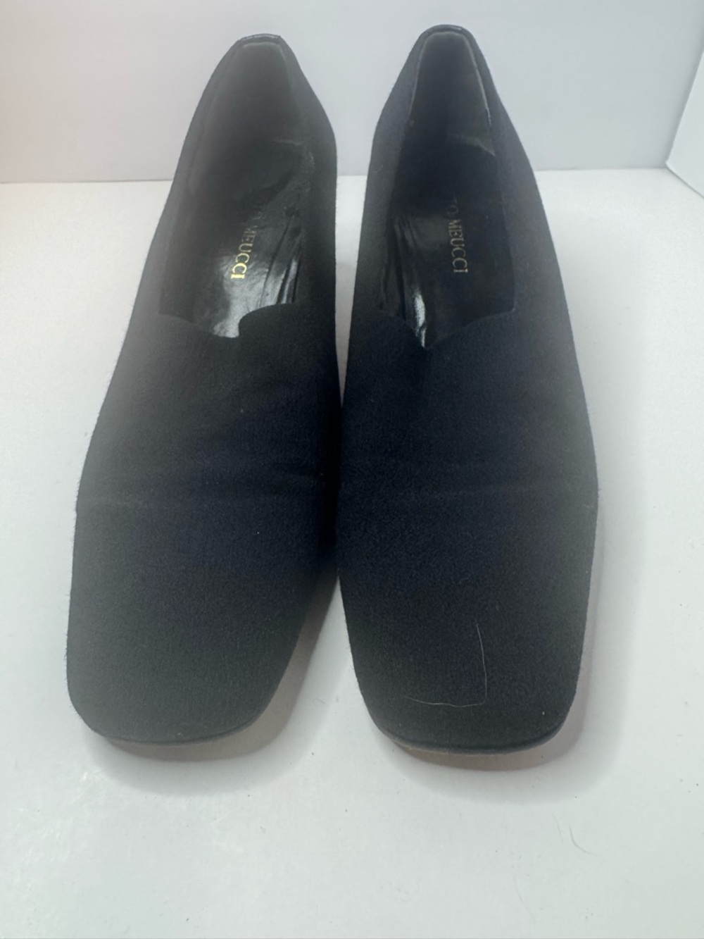 Sesto Meucci Black Microfiber Block Heels Women's Size 7.5M